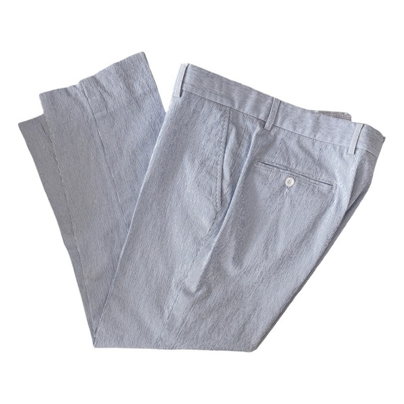 Ballin Men’s ‘Mansfield’ Relaxed-Fit Seersucker Summer Pants. Blue, White. 35” - Picture 7 of 9